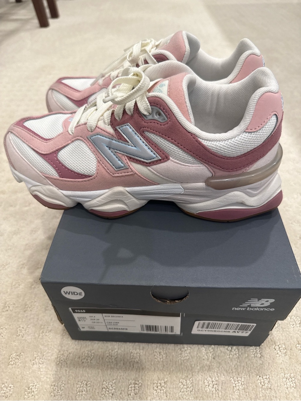 New Balance 9060 Pink White Wide Sneakers Women’s 6.5 W GC9060FR